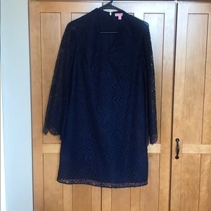LilyPulitzer Felicity Dress TrueNavy Sunburst Lace